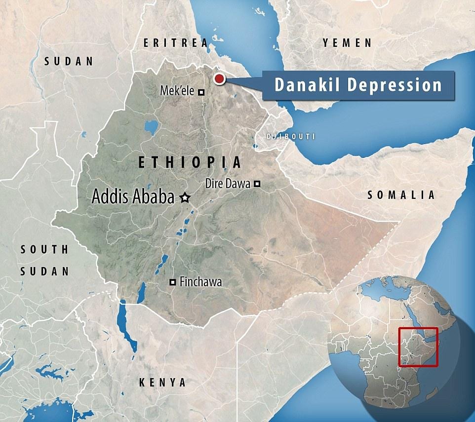 a depressão de danakil Etiópia mapa