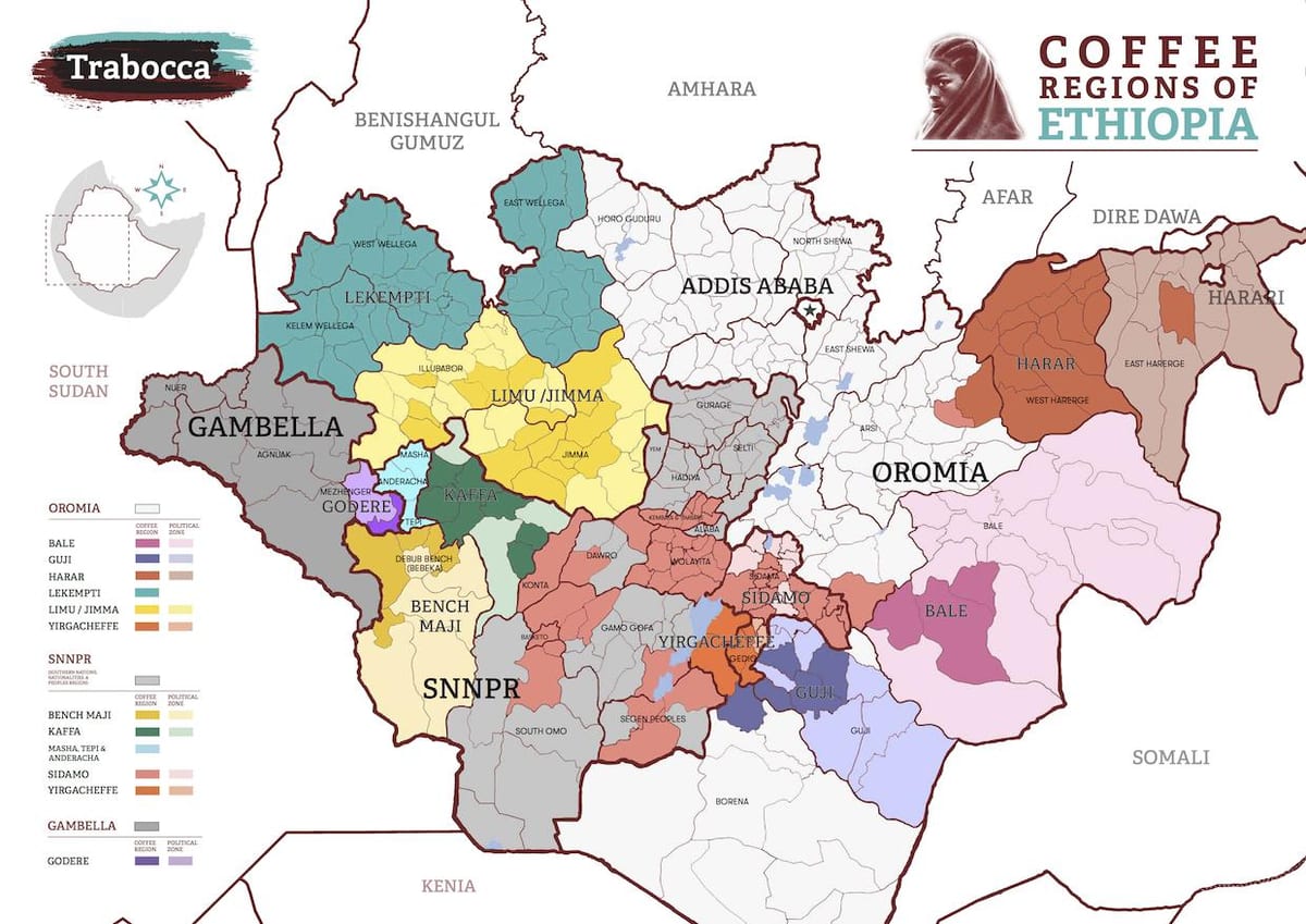 mapa da Etiópia café