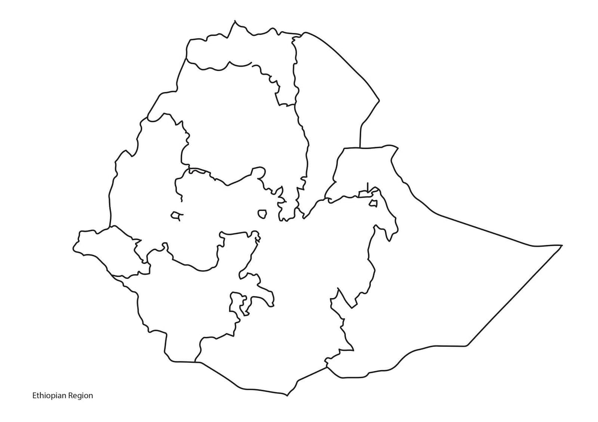 mapa em branco da Etiópia
