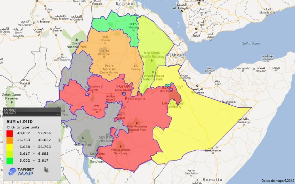 Etiópia províncias mapa