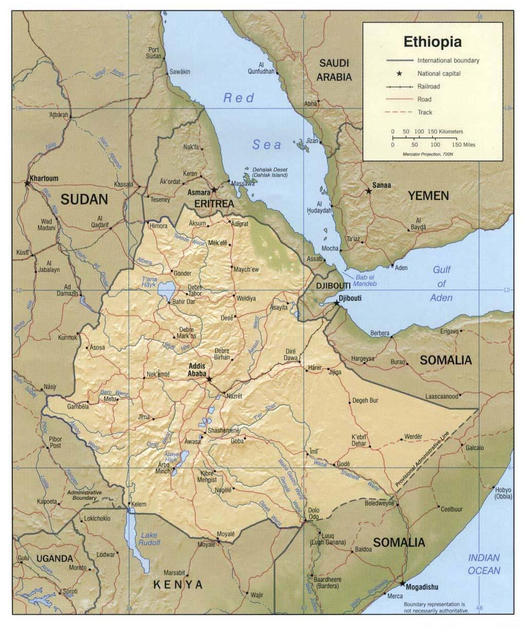 mapa da Etiópia mapa de 1980