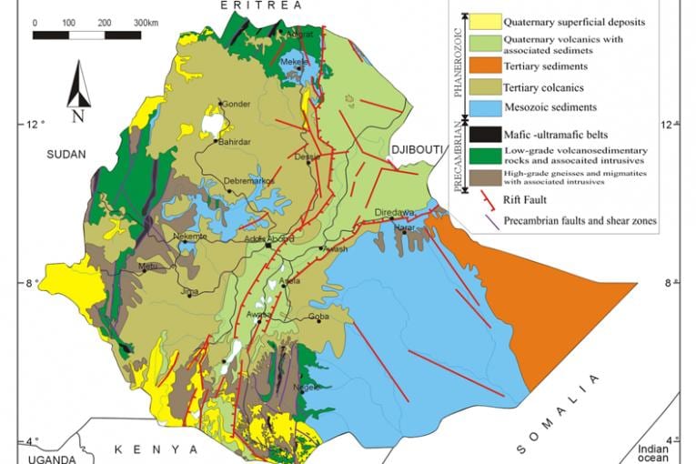 mapa da Etiópia recursos naturais