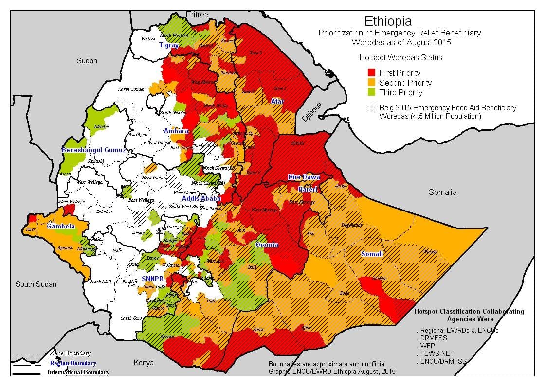 mapa da Etiópia seca