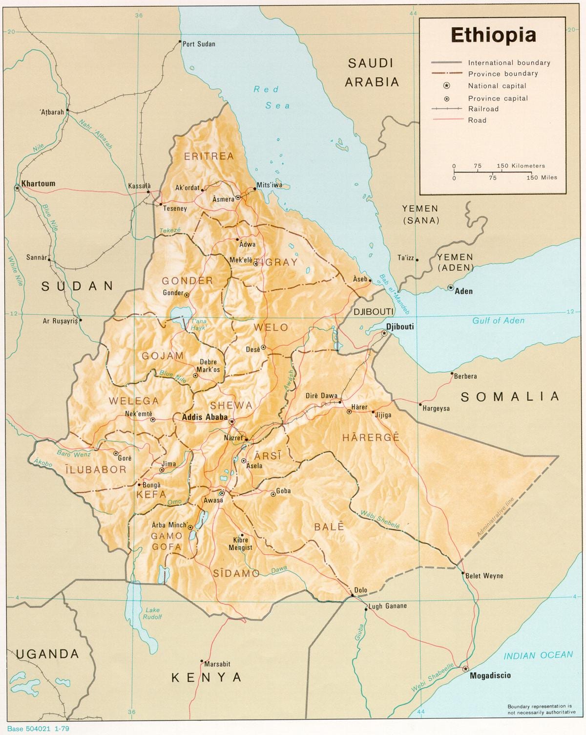 mapa da Etiópia durante o derg