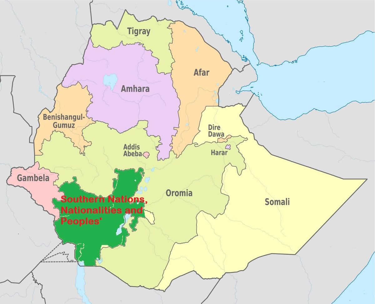 mapa da Etiópia snnpr