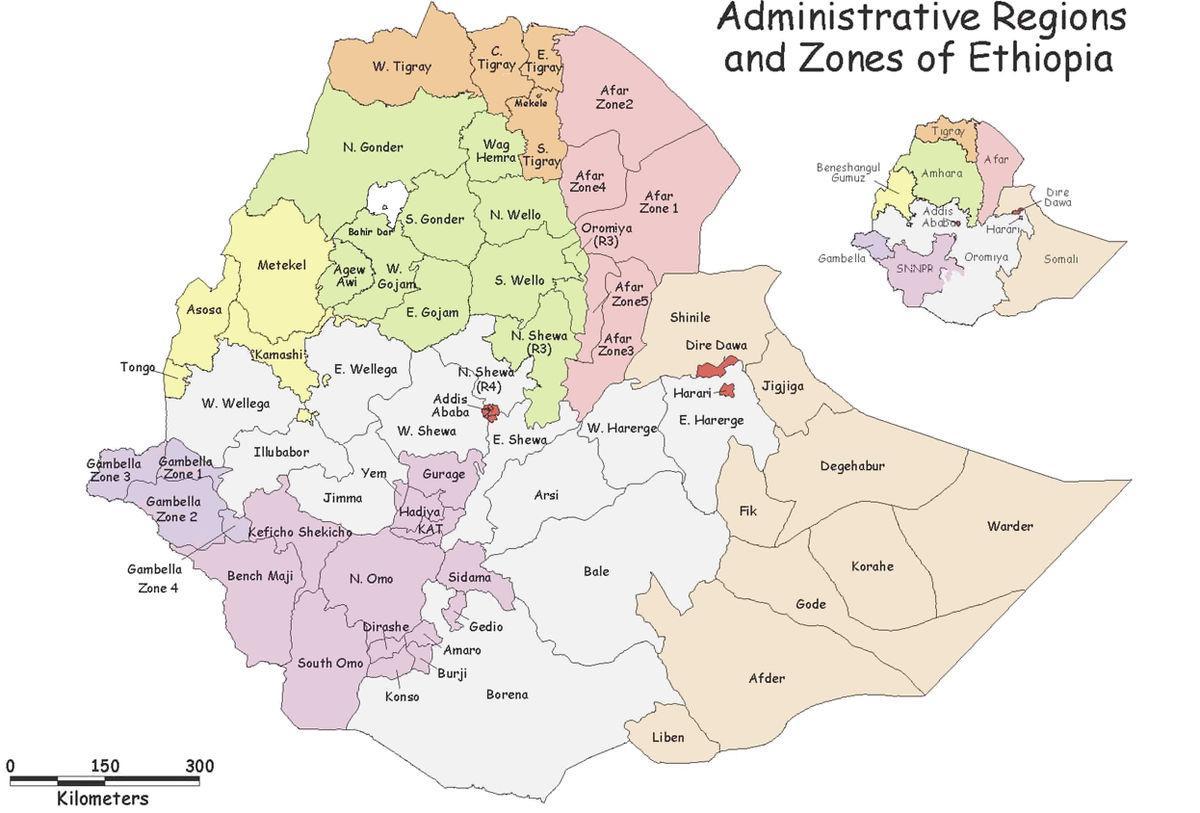 Etiópia woreda mapa
