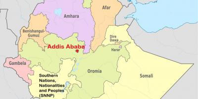 Addis abeba, Etiópia mapa mundo