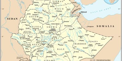 Mapa atual da Etiópia