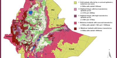Mapa da Etiópia malária