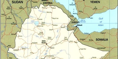 Mapa da Etiópia e países vizinhos