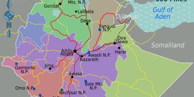 Etiópia atracções turísticas mapa
