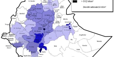Etiópia densidade populacional mapa