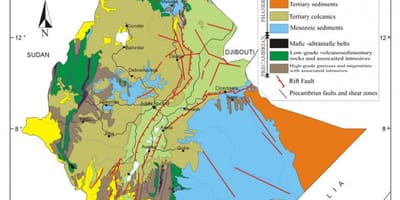 Mapa da Etiópia recursos naturais