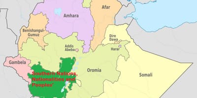Mapa da Etiópia snnpr
