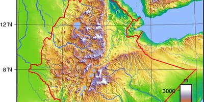 Etiópia mapa topográfico
